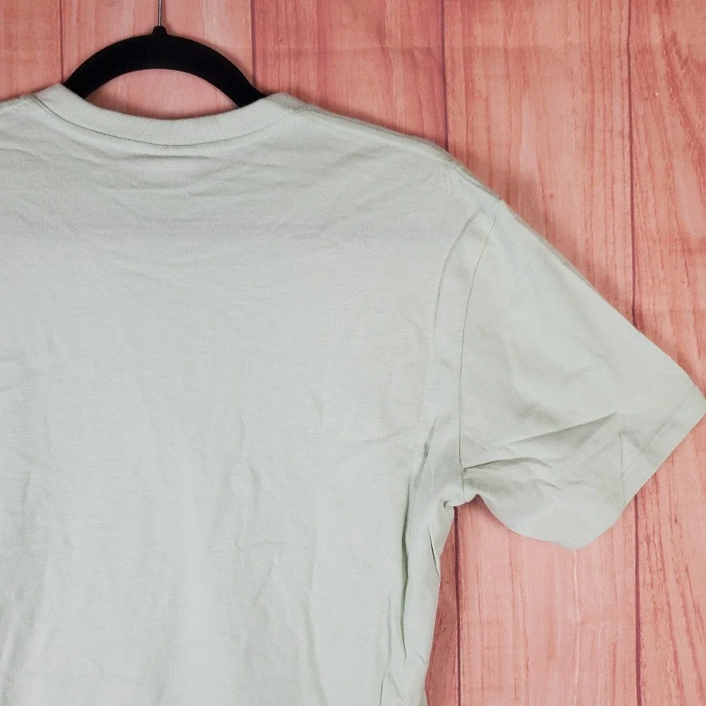 The North Face T Shirt Men Small Light Green Cotton‎ Logo Standard Fit Outdoor